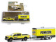 2018 Nissan Titan XD Pro 4X Pickup Truck Yellow with Enclosed Car Hauler Pennzoil Hitch & Tow Series 30 1/64 Diecast Model Car Greenlight 32300D