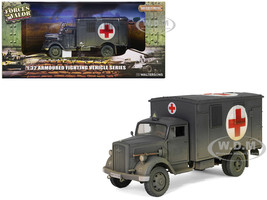 Opel Blitz Kfz 305 Ambulance Gray Weathered German Army Armoured Fighting Vehicle Series 1/32 Diecast Model Forces of Valor FOV-801101B