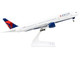 Boeing 777 200 Commercial Aircraft with Landing Gear Delta Air Lines N709DN White with Blue and Red Tail Snap Fit 1/200 Plastic Model Skymarks SKR374G