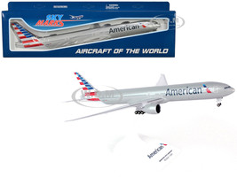 Boeing 777 300ER Commercial Aircraft with Landing Gear American Airlines N718AN Gray with Blue and Red Tail Snap Fit 1/200 Plastic Model Skymarks SKR715