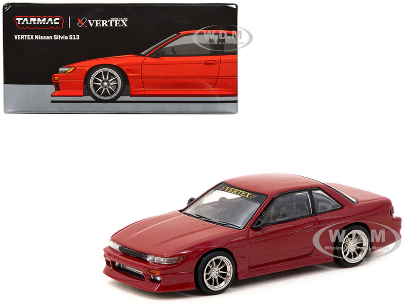 Nissan VERTEX Silvia S13 RHD Right Hand Drive Red Metallic Global64 Series 1/64 Diecast Model Tarmac Works T64G-025-RE