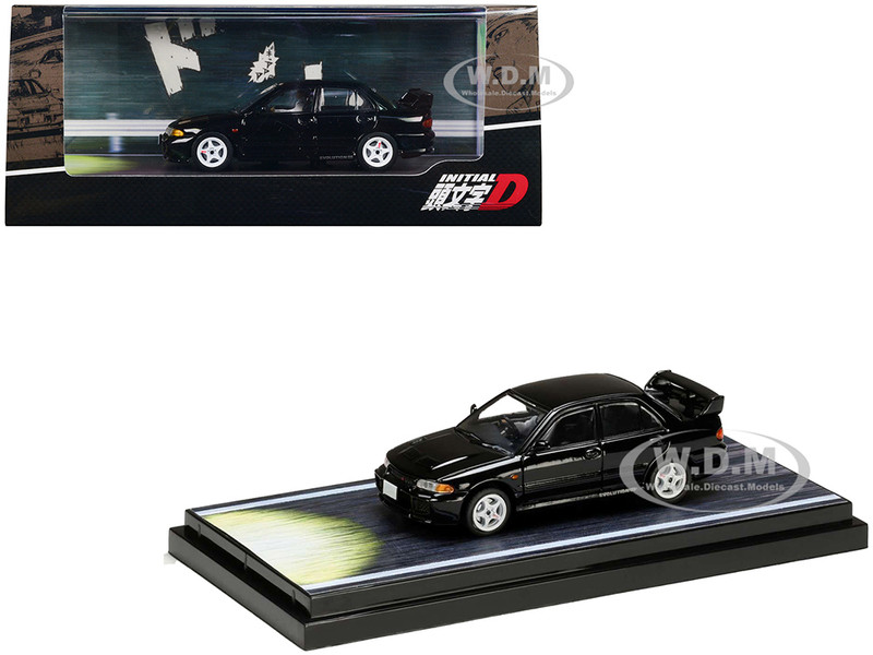 Mitsubishi Lancer RS Evolution III RHD Right Hand Drive Black Emperor with Kyoichi Sudo Driver Figure Initial D 1995 2013 1/64 Diecast Model Car Hobby Japan HJ643010D