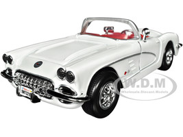 1959 Chevrolet Corvette C1 Convertible White with Red Interior Timeless Legends Series 1/24 Diecast Model Car Motormax 73216W