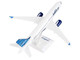 Airbus A220 300 Commercial Aircraft with Landing Gear JetBlue Airways N3044J White with Blue Tail Snap Fit 1/100 Plastic Model Skymarks SKR1036