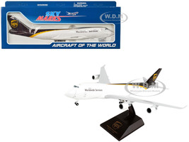 Boeing 747 400F Commercial Aircraft with Landing Gear UPS Worldwide Services N572UP White and Brown Snap Fit 1/200 Plastic Model Skymarks SKR1113