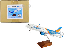 Airbus A320 Commercial Aircraft with Landing Gear Allegiant Air N246NV White and Blue with Orange Stripes Snap Fit 1/100 Plastic Model Skymarks SKR8329