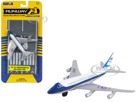 Boeing VC 25 Aircraft White and Blue United States Air Force One with Runway Section Diecast Model Airplane Runway24 RW015