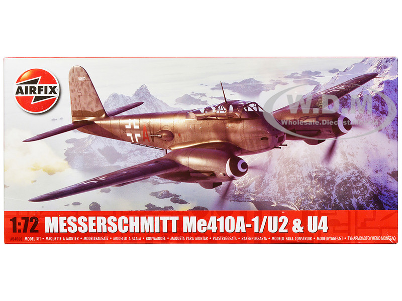 Level 2 Model Kit Messerschmitt Me410A 1 U2 & U4 Fighter Bomber Aircraft with 2 Scheme Options 1/72 Plastic Model Kit Airfix A04066