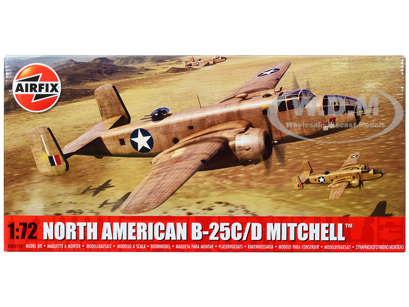 Level 3 Model Kit North American B 25C D Mitchell Bomber Aircraft with 2 Scheme Options 1/72 Plastic Model Kit Airfix A06015A