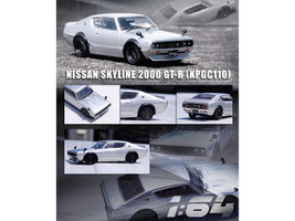Nissan Skyline 2000 GT R KPGC110 RHD Right Hand Drive Silver Metallic 1/64 Diecast Model Car Inno Models IN64-KPGC110-SIL
