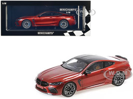 2020 BMW M8 Coupe Red Metallic with Carbon Top 1/18 Diecast Model Car Minichamps 110029020