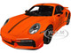 2021 Porsche 911 992 Turbo S Coupe Sport Design #20 Orange with Silver Stripes CLDC Exclusive Series 1/18 Diecast Model Car Minichamps MN113069074