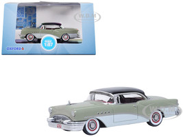 1955 Buick Century Windsor Gray and Dover White with Carlsbad Black Top 1/87 (HO) Scale Diecast Model Car Oxford Diecast 87BC55007