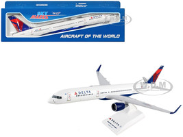 Boeing 757 200 Commercial Aircraft Delta Air Lines N704X White with Red and Blue Tail Snap Fit 1/150 Plastic Model Skymarks SKR545