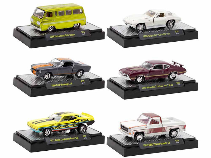 Auto Meets Set of 6 Cars IN DISPLAY CASES Release 75 Limited Edition 1/64 Diecast Model Cars M2 Machines 32600-75