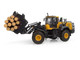 Komatsu WA475 10 Wheel Loader Yellow with Log Grapple and Log Accessories 1/50 Diecast Model Universal Hobbies UH8165