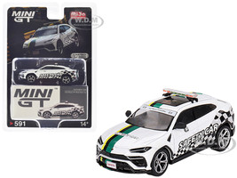 Lamborghini Urus White with Graphics 2022 Macau GP Official Safety Car Limited Edition to 3000 pieces Worldwide 1/64 Diecast Model Car True Scale Miniatures MGT00591