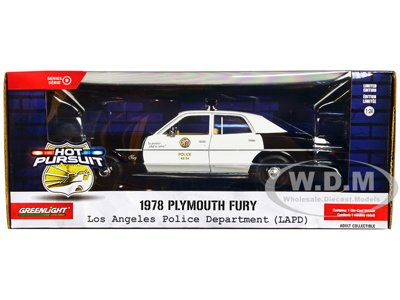 1978 Plymouth Fury Black and White LAPD Los Angeles Police Department Hot Pursuit Series 9 1/24 Diecast Model Car Greenlight GL85591