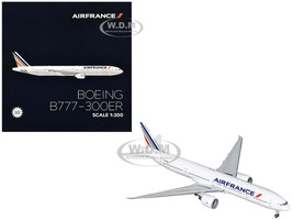 Boeing 777 300ER Commercial Aircraft with Flaps Down Air France F GZNH White with Striped Tail Gemini 200 Series 1/200 Diecast Model Airplane GeminiJets G2AFR1282F