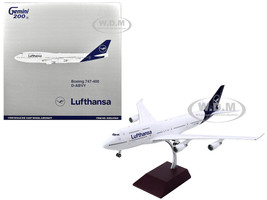 Boeing 747 400 Commercial Aircraft Lufthansa D ABVY White with Dark Blue Tail Gemini 200 Series 1/200 Diecast Model Airplane GeminiJets G2DLH1241