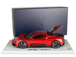 Maserati MC20 Rosso Vicente Red Metallic with DISPLAY CASE Limited Edition to 100 pieces Worldwide 1/18 Diecast Model Car BBR HE180051CDIE