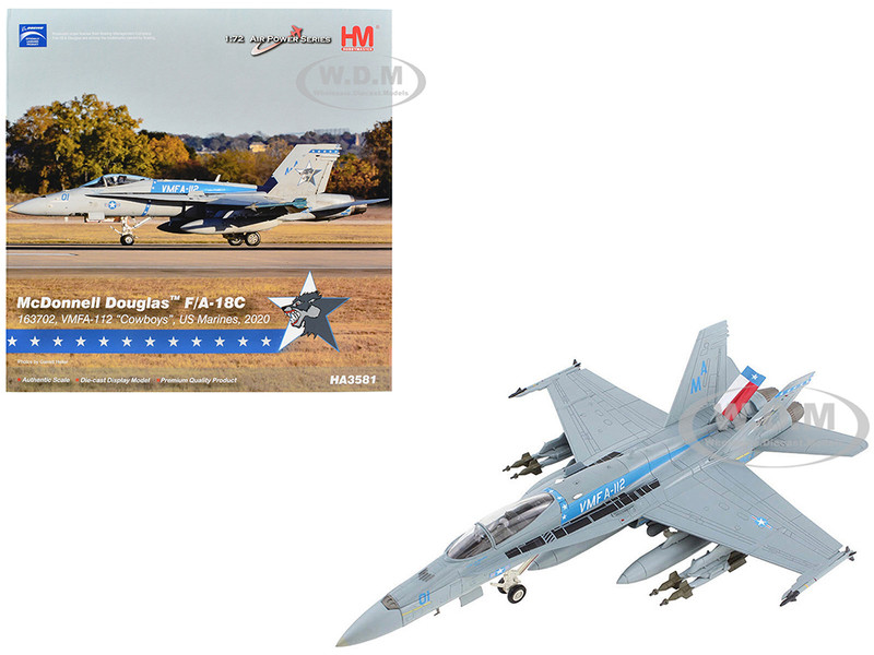 McDonnell Douglas F A 18C Hornet Aircraft VMFA 112 Cowboys 2020 United States Marines Air Power Series 1/72 Diecast Model Hobby Master HA3581