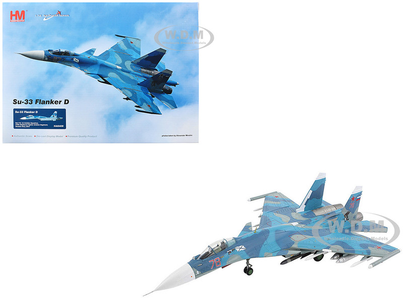 Sukhoi Su 33 Flanker D Fighter Aircraft 1st Aviation Squadron 279th Shipborne Fighter Aviation Regiment 2016 Russian Navy Air Power Series 1/72 Diecast Model Hobby Master HA6408
