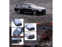 Nissan Skyline GT R R34 V-SPEC II RHD Right Hand Drive Black 1/64 Diecast Model Car Inno Models IN64-R34VS-BLA