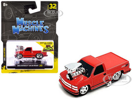 1993 Chevrolet 454 SS Pickup Truck Red 1/64 Diecast Model Car Muscle Machines 15572RD