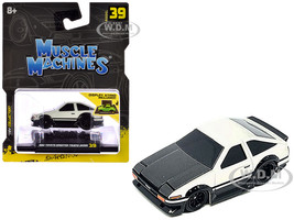 1983 Toyota Sprinter Trueno AE86 White with Carbon Hood 1/64 Diecast Model Car Muscle Machines 15579WH