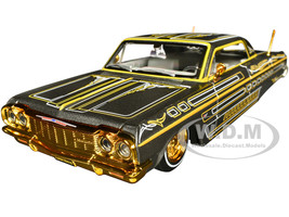 1964 Chevrolet Impala SS Lowrider Gray Metallic with Gold Graphics Lowriders Maisto Design Series 1/26 Diecast Model Car Maisto 32547GRY