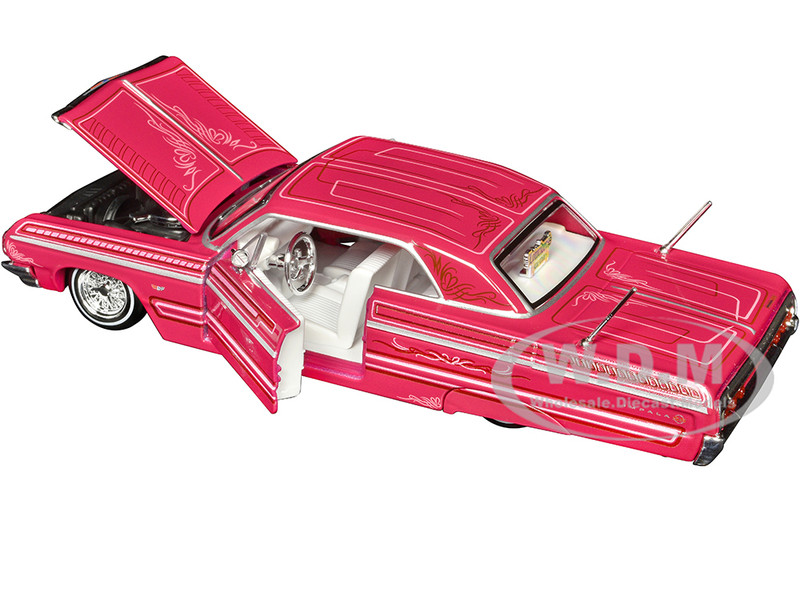 1964 CHEVROLET IMPALA SS LOWRIDER PINK 1/26 DIECAST MODEL CAR BY