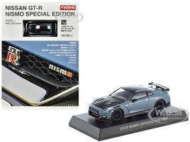 Nissan GT R Nismo Special Edition RHD Right Hand Drive Gray with Black Hood Top with Mini Book No 10 1/64 Diecast Model Car Kyosho K07067NGY