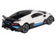 Bugatti Divo White with Carbon Top and Blue Stripes Limited Edition to 3600 pieces Worldwide 1/64 Diecast Model Car True Scale Miniatures MGT00661