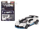 Bugatti Divo White with Carbon Top and Blue Stripes Limited Edition to 3600 pieces Worldwide 1/64 Diecast Model Car True Scale Miniatures MGT00661
