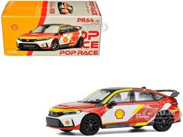Honda Civic Type R FL5 Shell Oil Red and White with Graphics 1/64 Diecast Model Car Pop Race PR640037