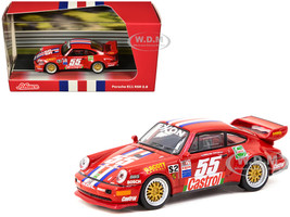 Porsche 911 RSR 3 8 #55 Red with Stripes and Graphics Collab64 Series 1/64 Diecast Model Car Schuco & Tarmac Works T64S-003-95WG
