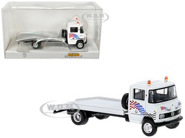 1968 Mercedes Benz L 608 D Flatbed Truck White with Graphics BMW Autohaus 1/87 (HO) Scale Model Car Brekina BRE36737