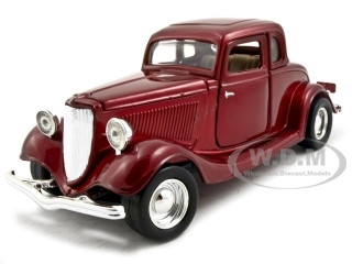 1934 Ford Coupe 1:24 Scale Diecast Model Car Black Red MOTORMAX 73217 8 inches