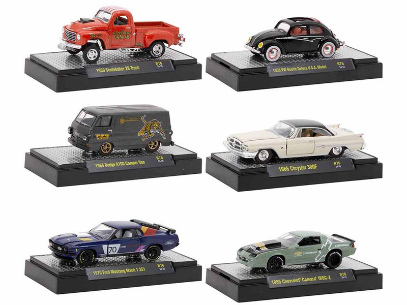 Auto Meets Set 6 Cars DISPLAY CASES Release 76 Limited Edition 1/64 Diecast Model Cars M2 Machines 32600-76