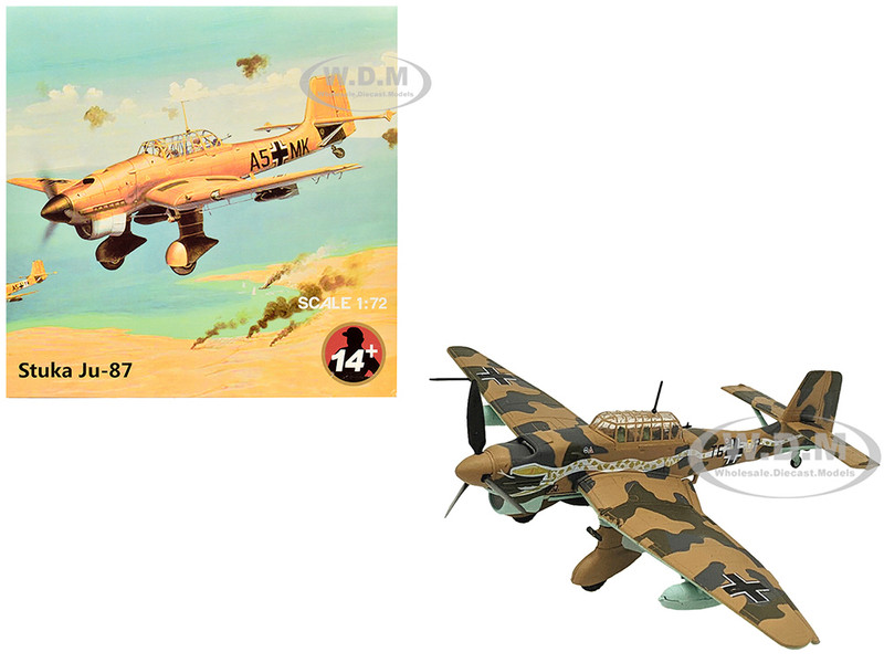 Junkers Ju 87R Trop Stuka Bomber Aircraft Immelmann 6 StG 2 Libya 1941 German Luftwaffe 1/72 Diecast Model Airplane FS060A