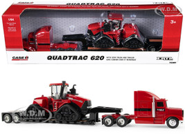 Semi Truck Red Flatbed Trailer Case IH Quadtrac 620 Tractor Red Case IH Agriculture Series 1/64 Diecast Models ERTL TOMY 44278