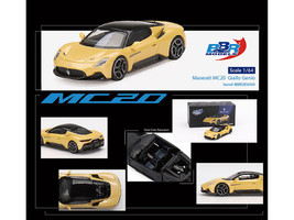 Maserati MC20 Giallo Genio Yellow with Black Top 1/64 Diecast Model Car BBR BBRDIE6404