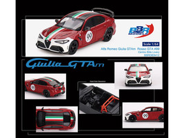Alfa Romeo Giulia GTAm #99 Rosso GTA Red with Carbon Top and Stripes Centro Stile Livery 1/64 Diecast Model Car BBR BBRDIE6412