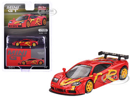 McLaren F1 GTR Red with Yellow Graphics 1996 Presentation Limited Edition to 5040 pieces Worldwide 1/64 Diecast Model Car True Scale Miniatures MGT00684