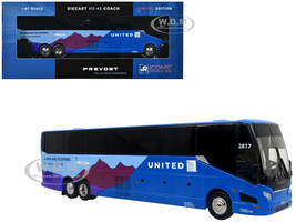 Prevost H3 45 Coach Bus United Airlines Blue with Graphics Limited Edition 1/87 HO Diecast Model Iconic Replicas 87-0382