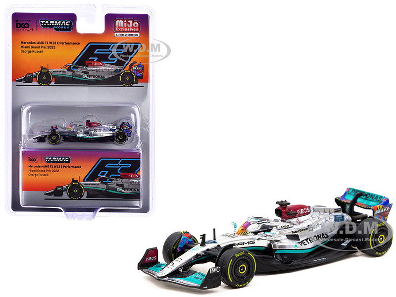 Mercedes AMG F1 W13 E Performance #63 George Russell Formula One F1 Miami GP 2022 Global64 Series 1/64 Diecast Model Car Tarmac Works T64G-F044-GR2