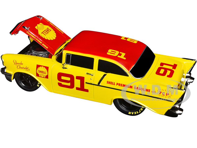 1957 Chevrolet 150 Sedan #91 Yellow with Red Hood and Top