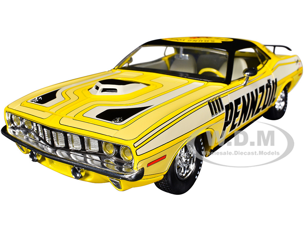 1971 Plymouth Barracuda 440 Yellow with Gray Stripes and