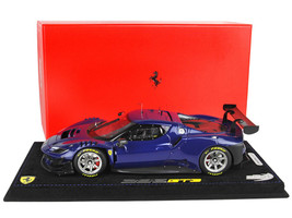2022 Ferrari 296 GT3 Electric Blue with DISPLAY CASE Limited Edition to 24 pieces Worldwide 1/18 Model Car BBR P18225E